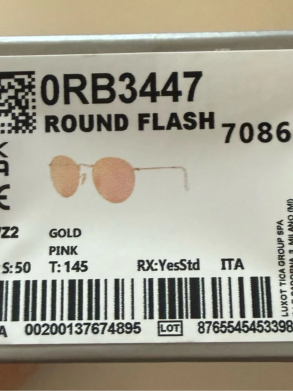 Women’s Ray-Ban Round Gold Frame Sunglasses with Pink Mirrored Lenses